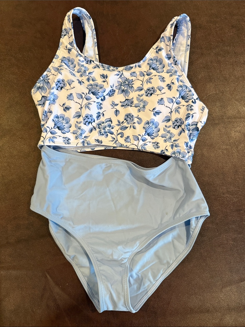 Blue Floral Swimsuit girls 12
